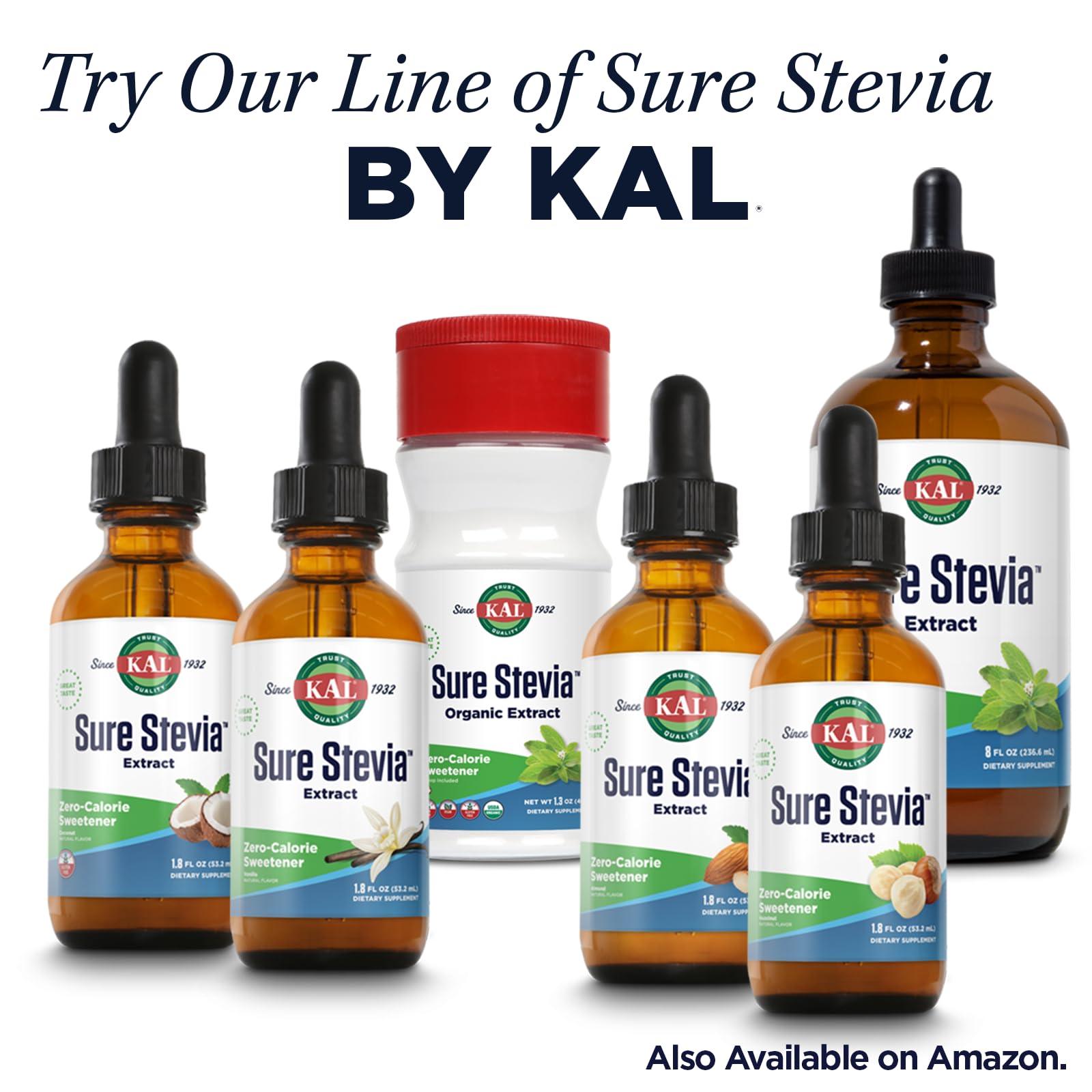 KAL Sure Stevia Plus Monkfruit lab-quality seal on packaging.
