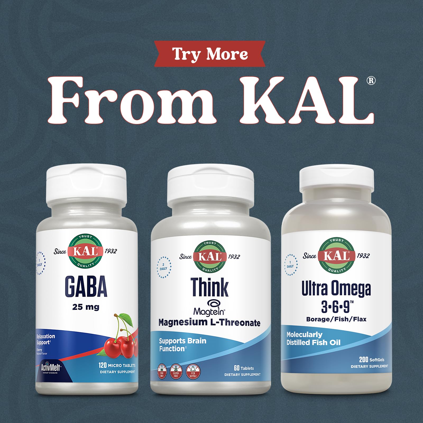 KAL Think Magnesium L-Threonate vegan and non-GMO credentials on bottle.