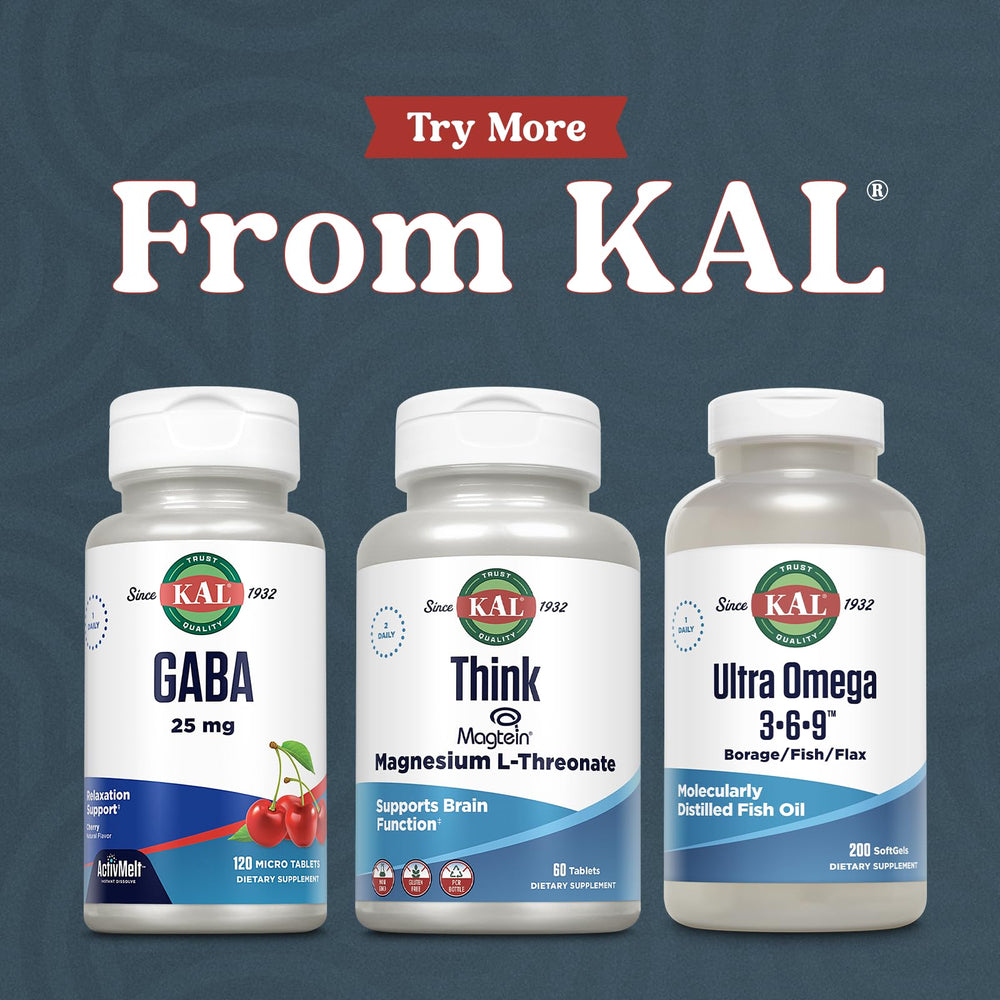 KAL Think Magnesium L-Threonate vegan and non-GMO credentials on bottle.