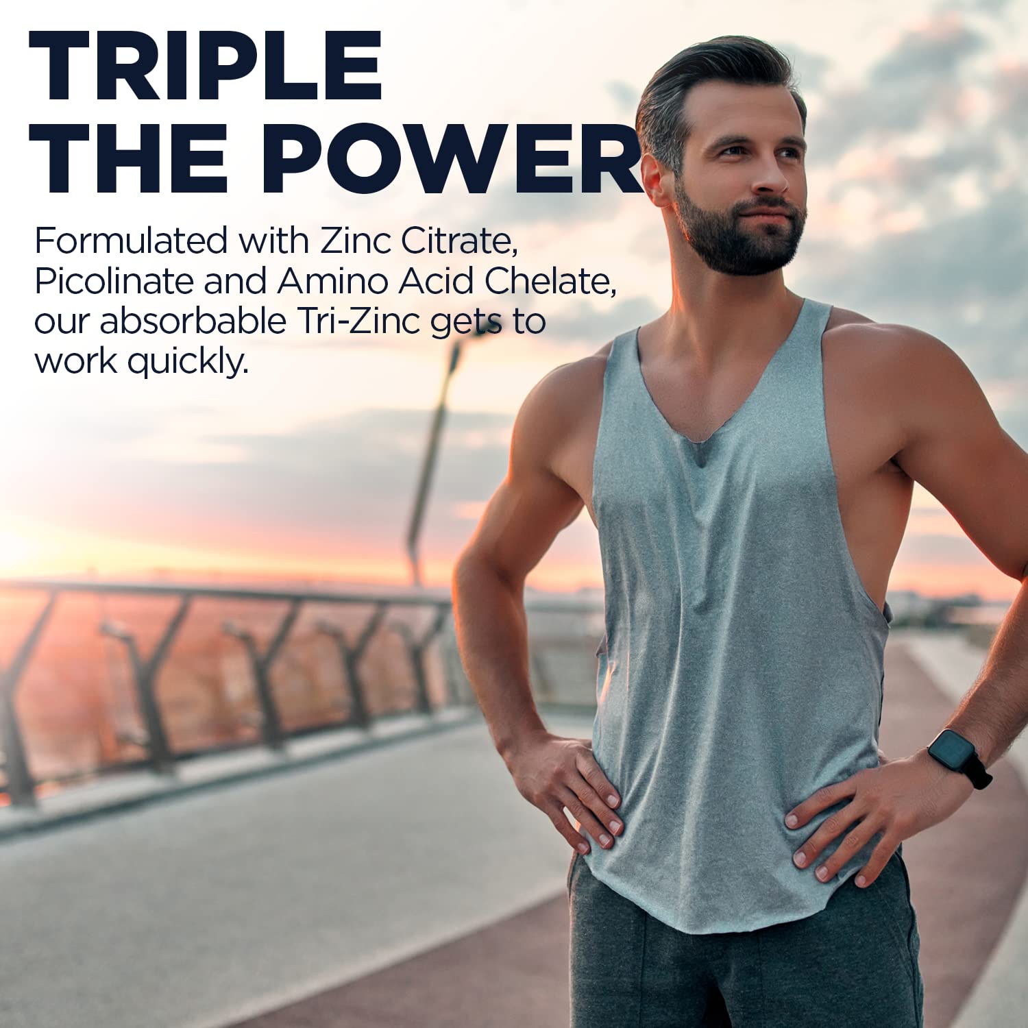 KAL Tri Zinc 50mg shown with water and meal context for daily use