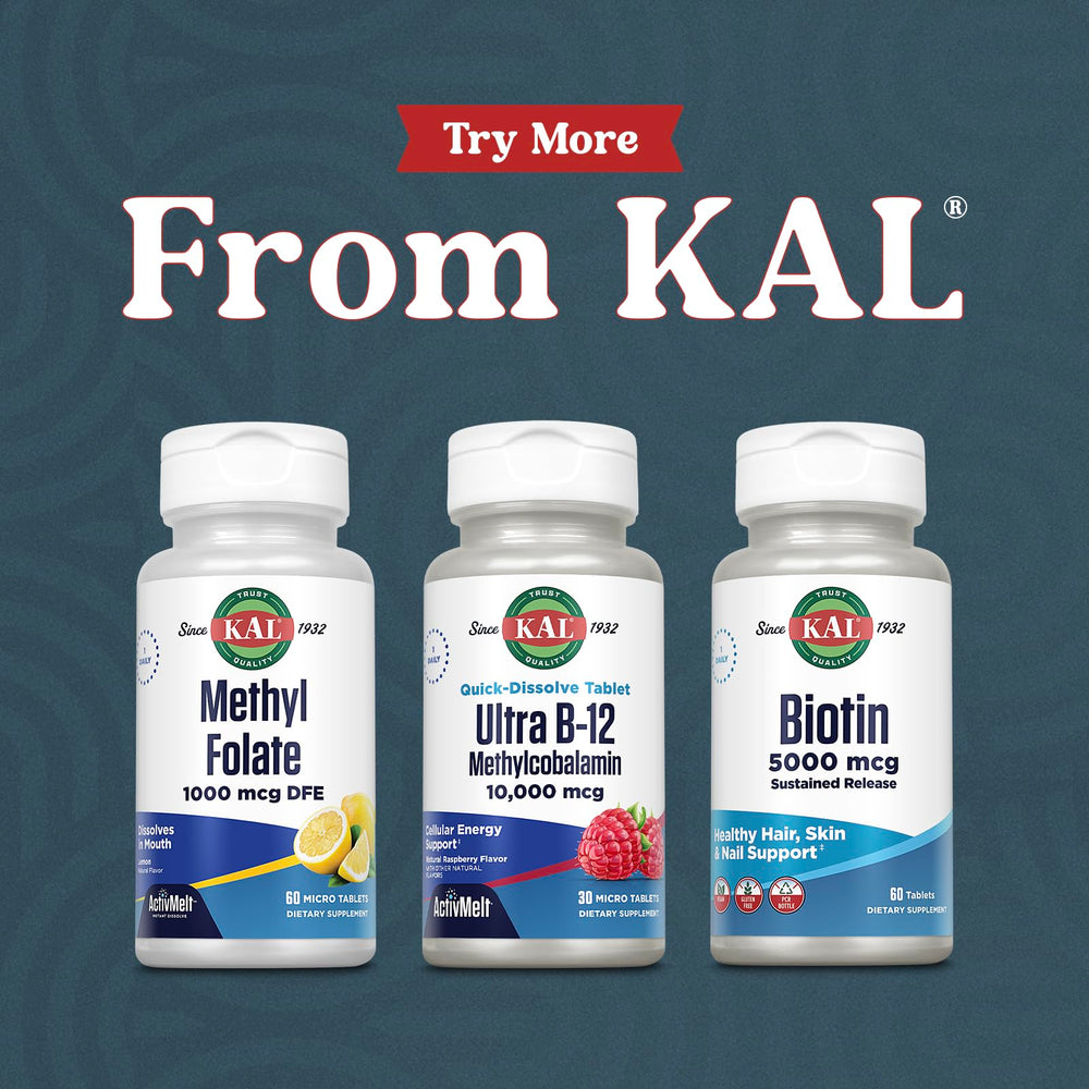 KAL Ultra B12 Methylcobalamin empaque práctico y compacto