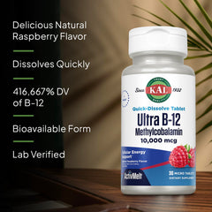 KAL Ultra B12 Methylcobalamin opción vegetariana apta para dietas