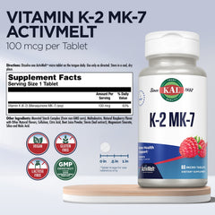 KAL Vitamin K2 MK7 ActivMelt tablets dissolving for quick, convenient intake.