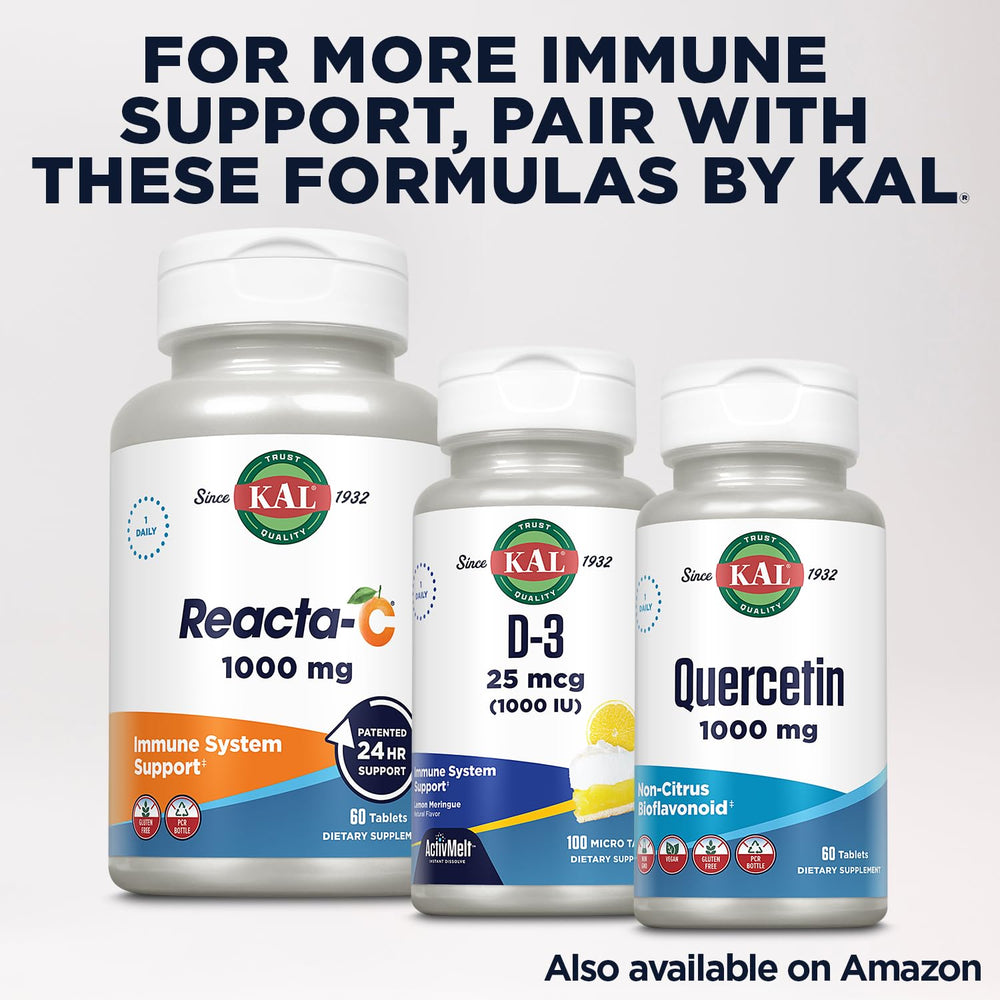 KAL Zinc 15+ bottle on a shelf suggests routine supplementation
