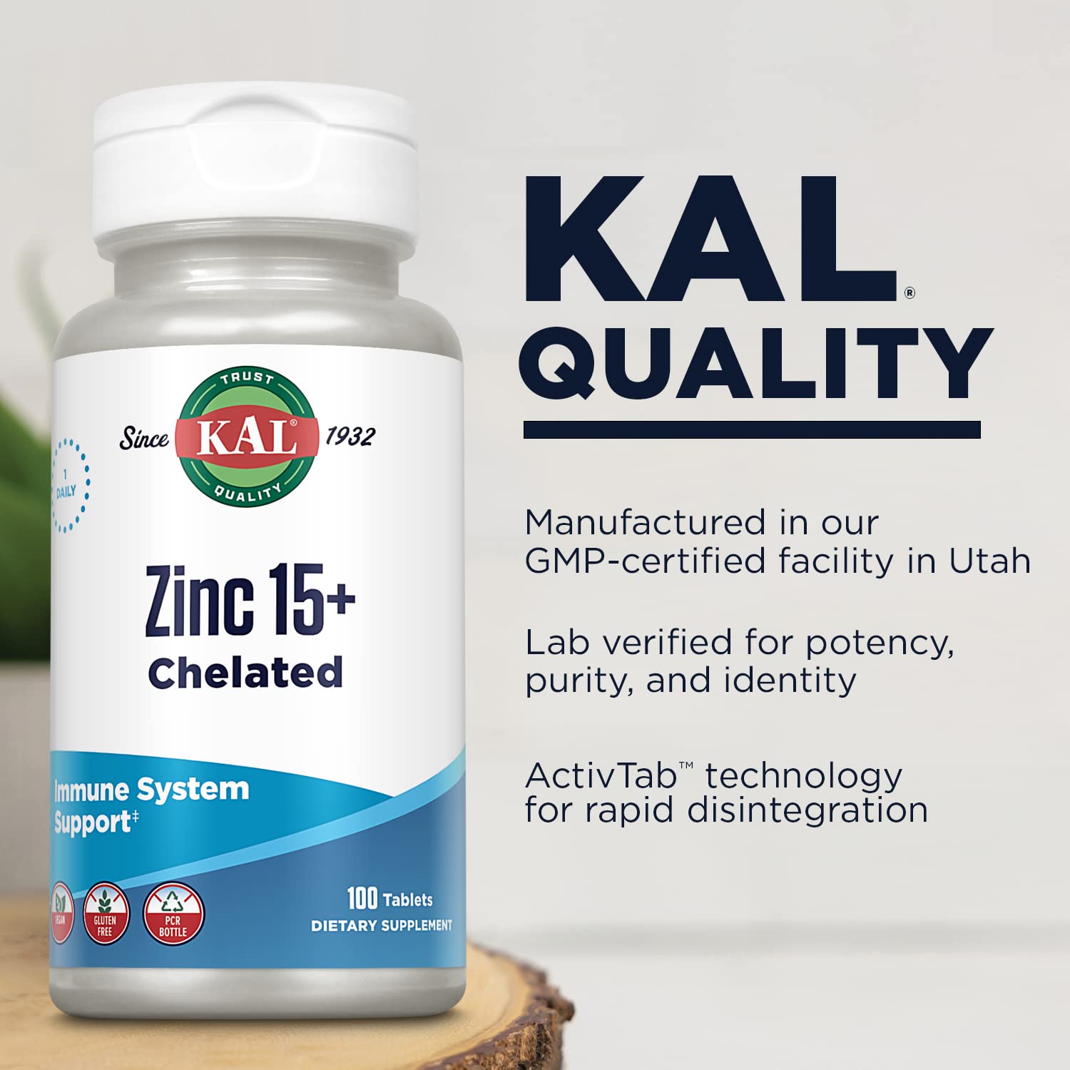 Mineral blend close-up from KAL Zinc 15+ designed for absorption