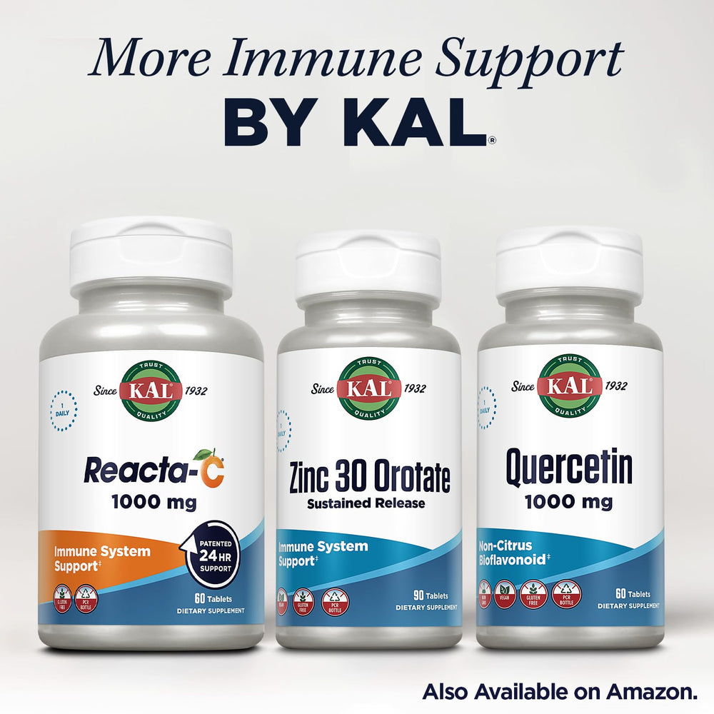 KAL Zinc Orotate 30mg dispensing view illustrating steady daily intake.