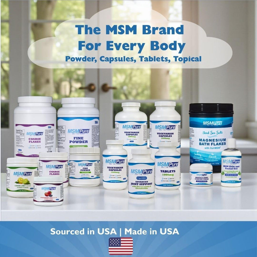 Travel-friendly MSMPure bottle enabling ongoing joint comfort anywhere.