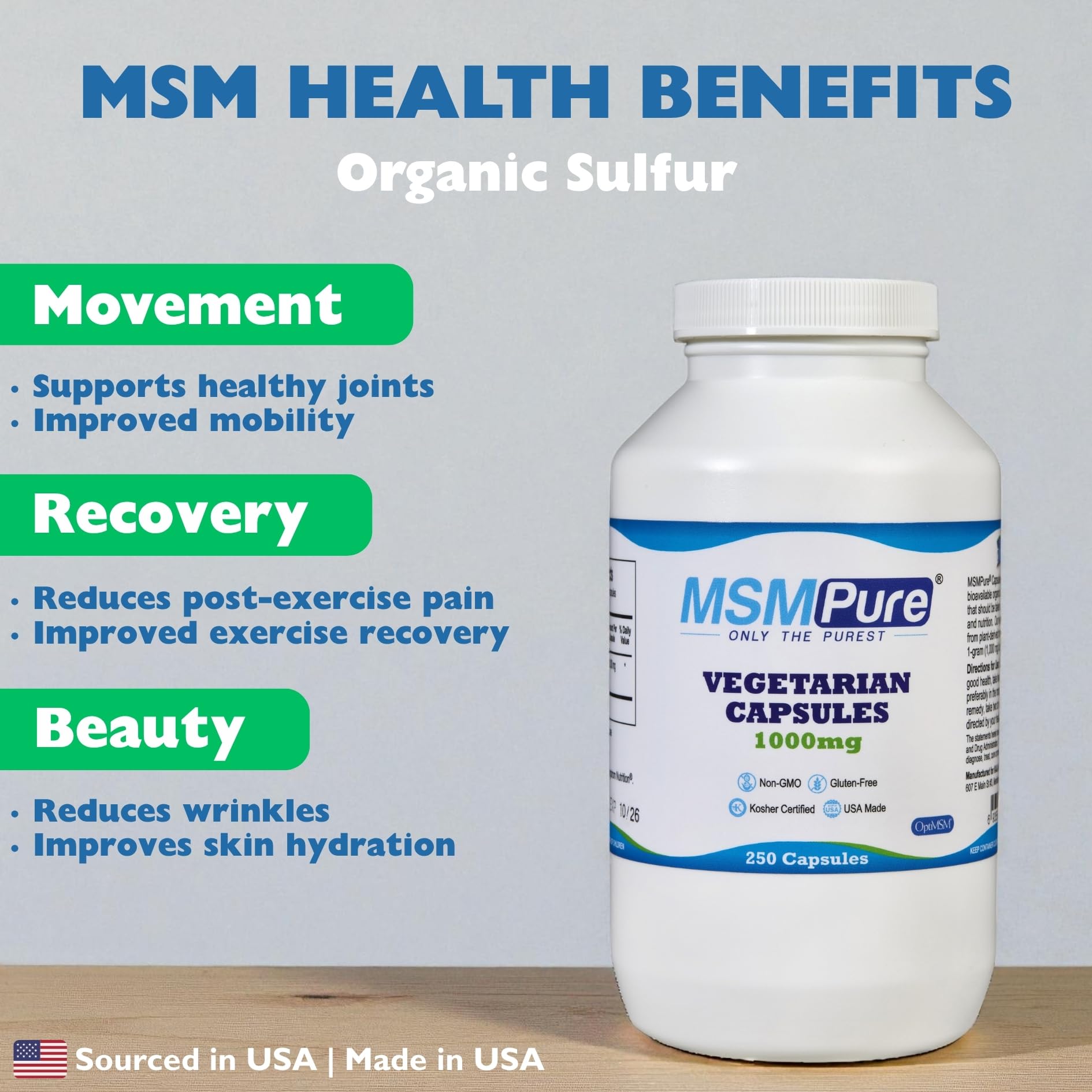 KALA HEALTH MSMPure capsules blister showcasing easy daily support.