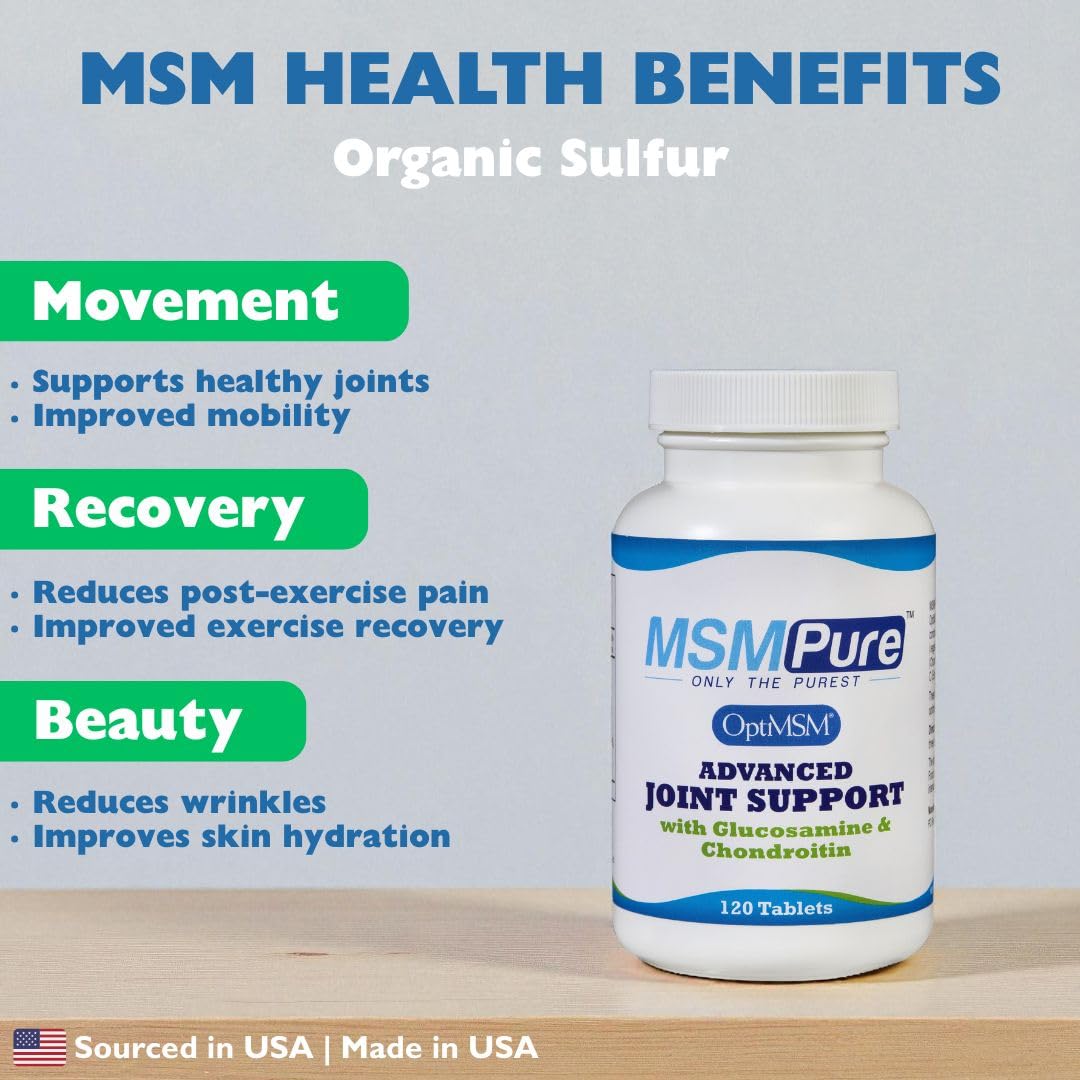 Close-up of MSMPure tablets showing a smooth, easy-to-swallow coating.