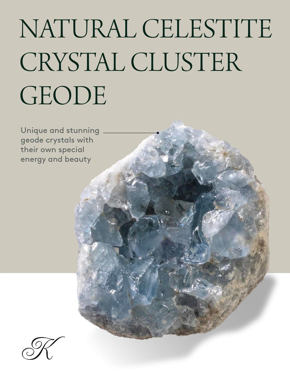 Kalifano Celestite geode in different light reveals natural variations and unique beauty.