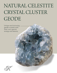 Kalifano Celestite geode in different light reveals natural variations and unique beauty.