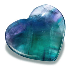 KALIFANO fluorite heart carving closeup showing vibrant colors for balance