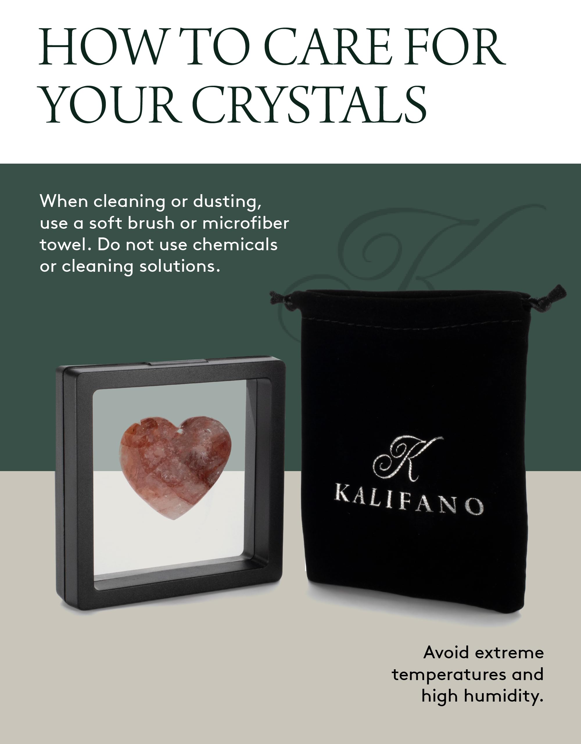 Kalifano heart carving gem in hand for easy placement at home