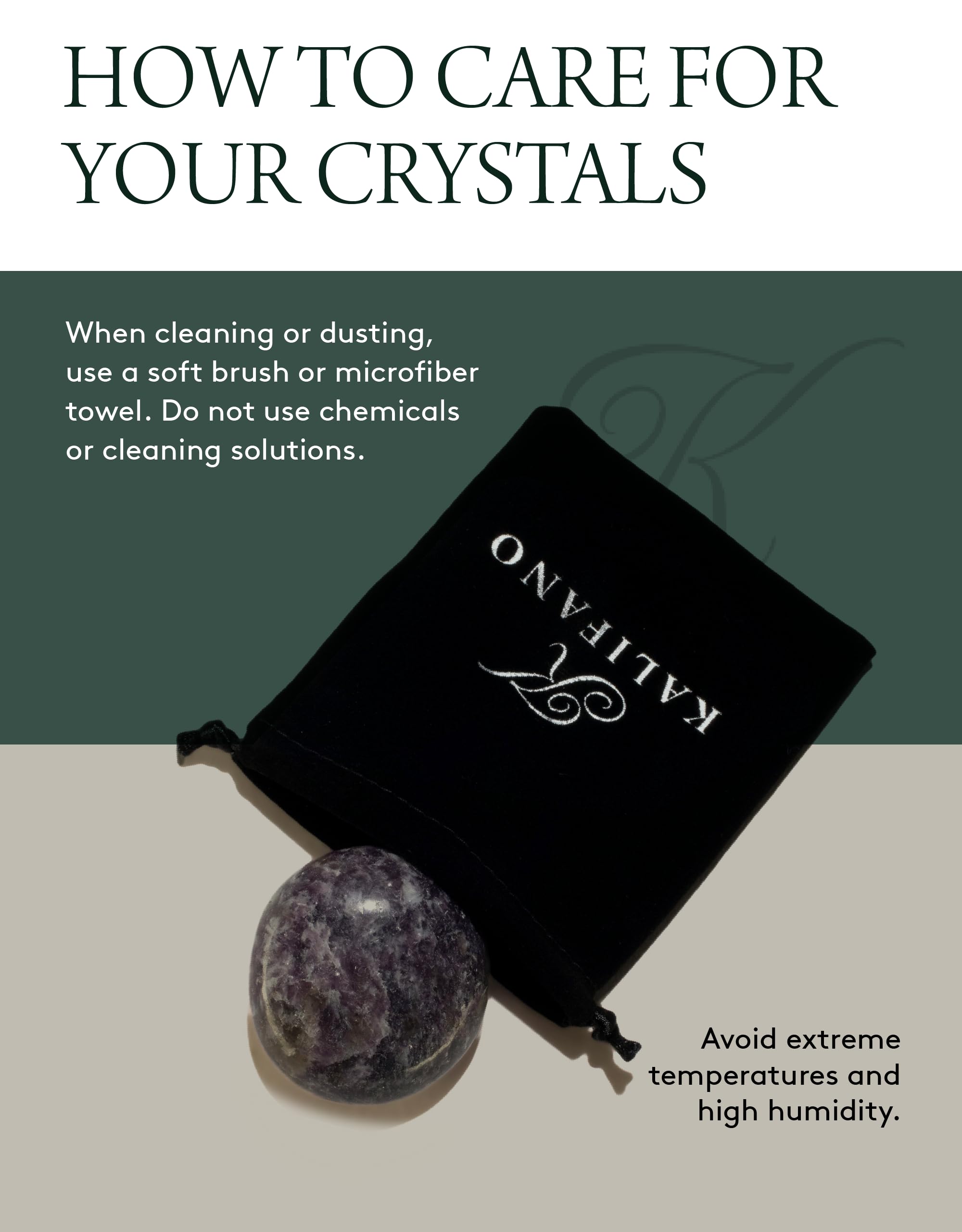 KALIFANO Lepidolite palm stone in handcrafted packaging, ideal for gifting