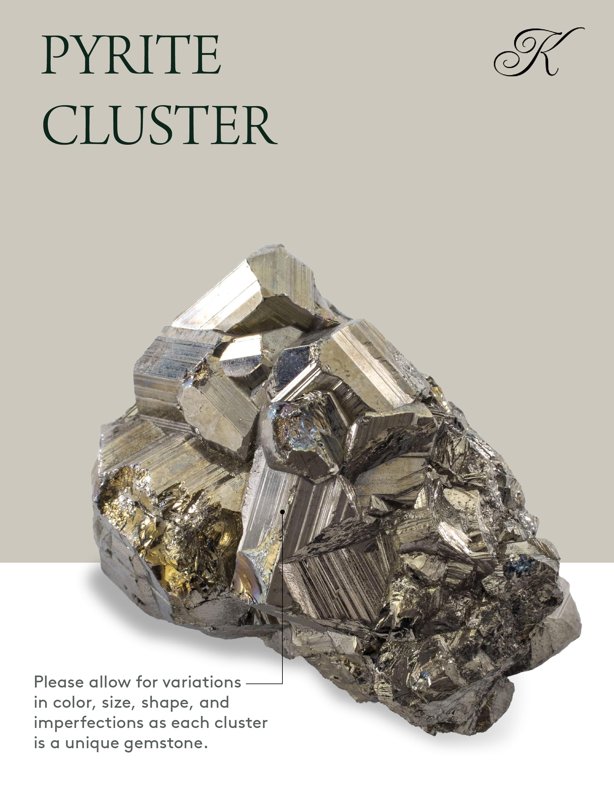 KALIFANO pyrite cluster in sunlight highlights reflective surfaces.