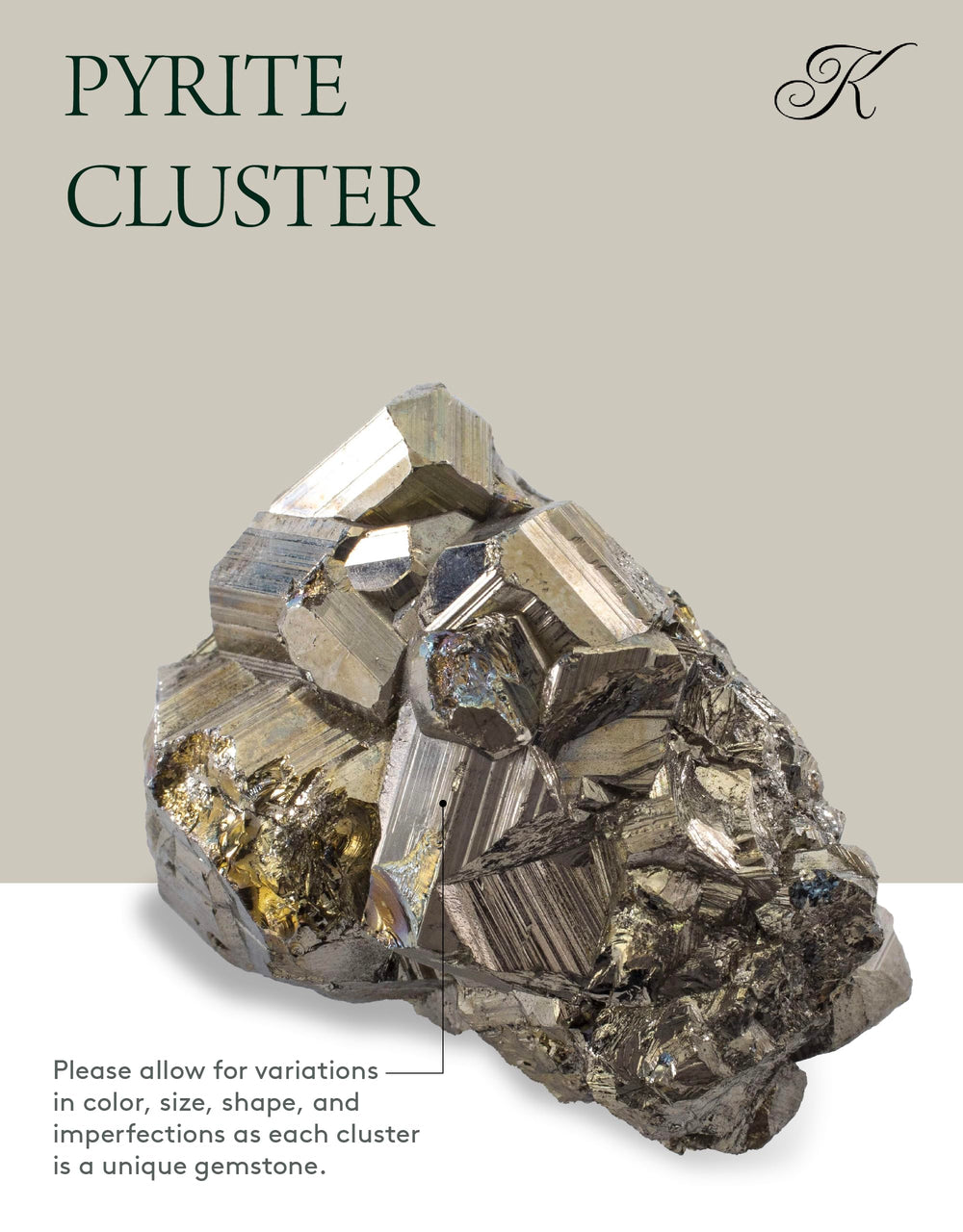 KALIFANO pyrite cluster in sunlight highlights reflective surfaces.