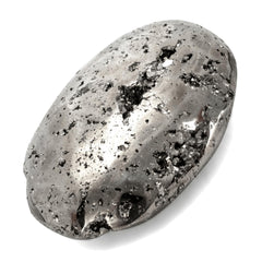 KALIFANO pyrite palm stone close-up showing brilliant luster and energy vibes.