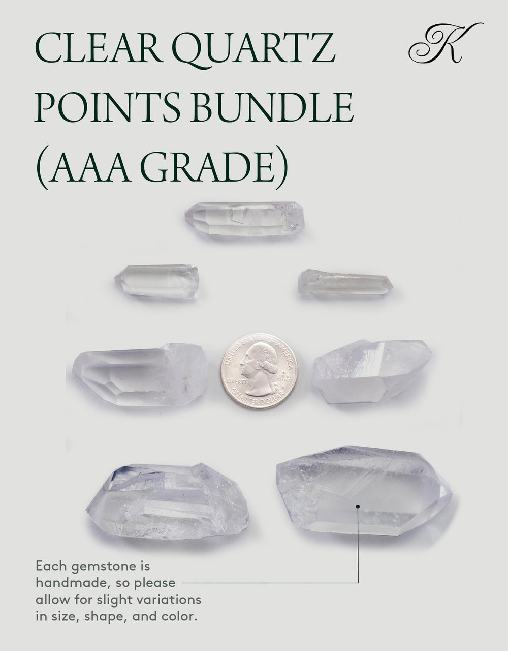 KALIFANO information card included with quartz points for crystal education