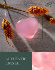 Closeup of Kalifano rose quartz heart crystal with soft pink translucence