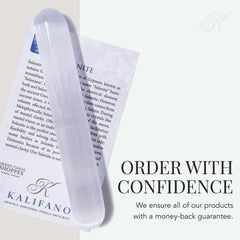 KALIFANO selenite wand 2-pack packaging with information card