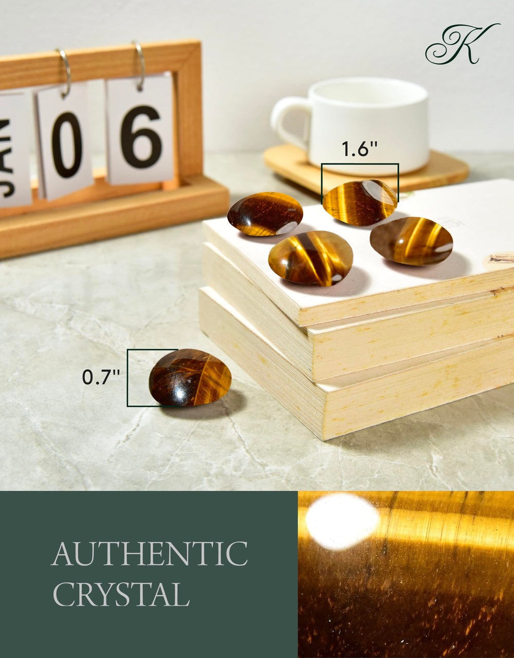 KALIFANO Tiger's Eye Heart with Reiki carving adds refined detail.