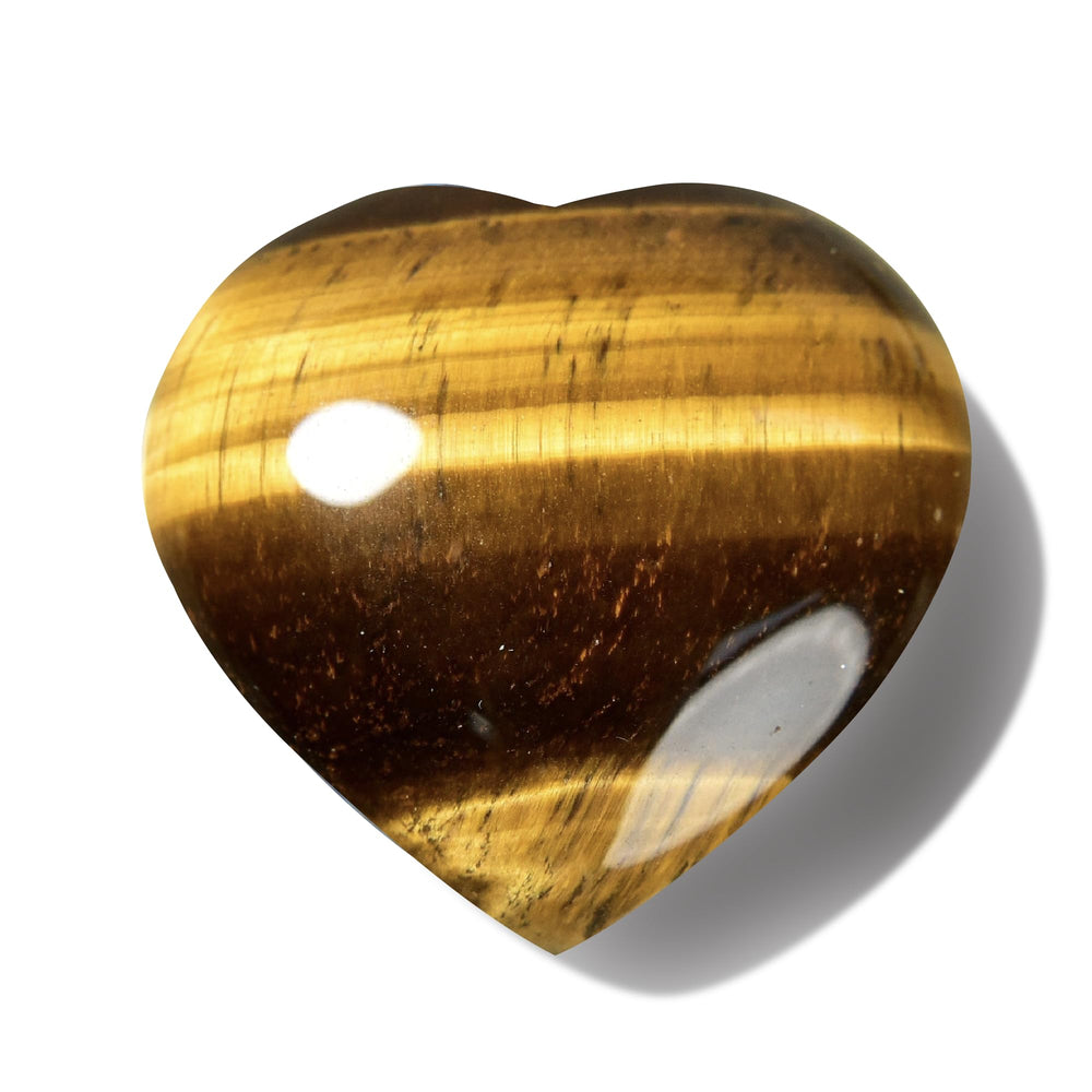 KALIFANO Tiger's Eye Heart worry stone in hand offers calming focus.