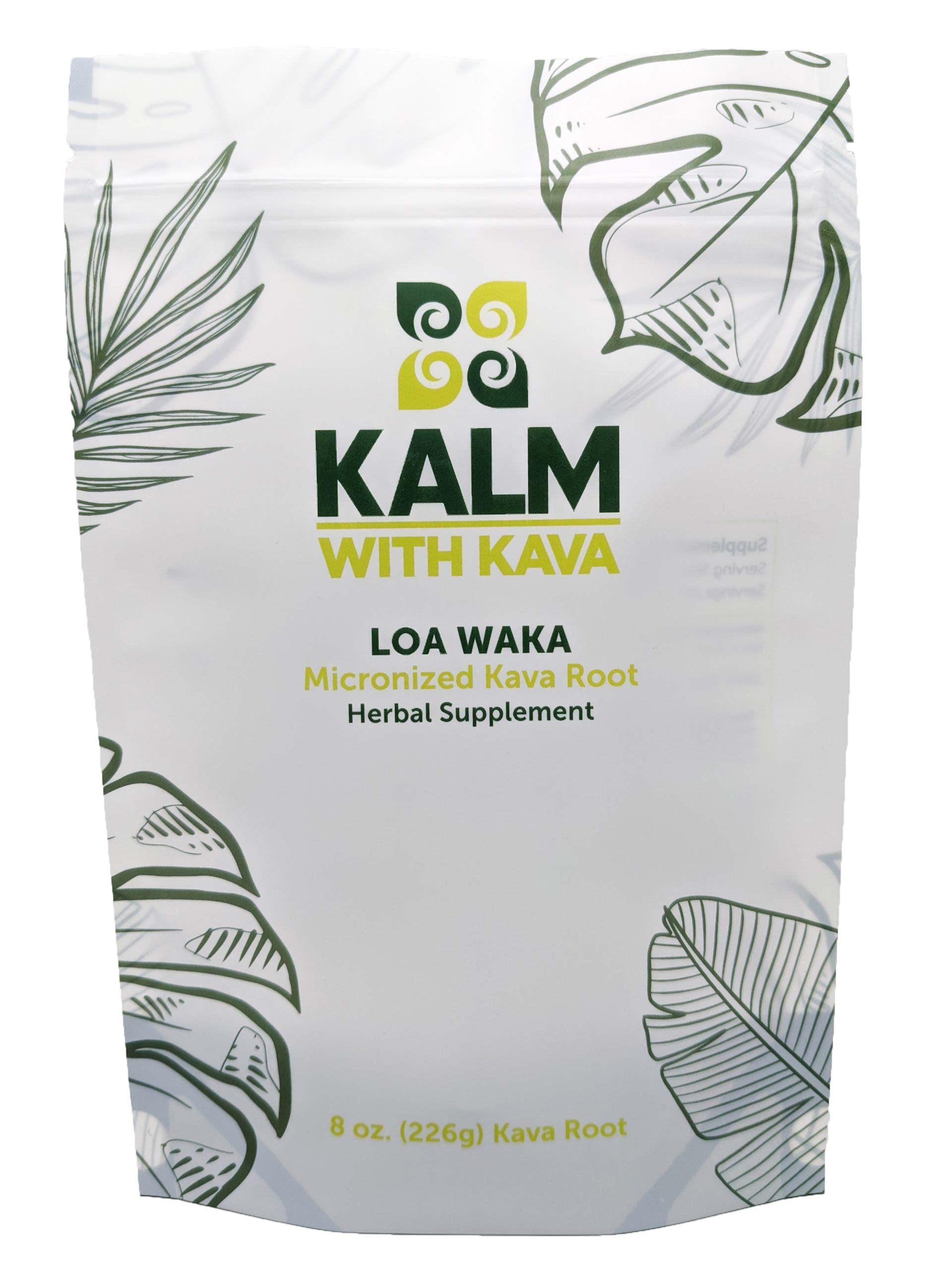 KALM Loa Waka kava powder in a resealable bag for quick, mess-free relaxation anytime.