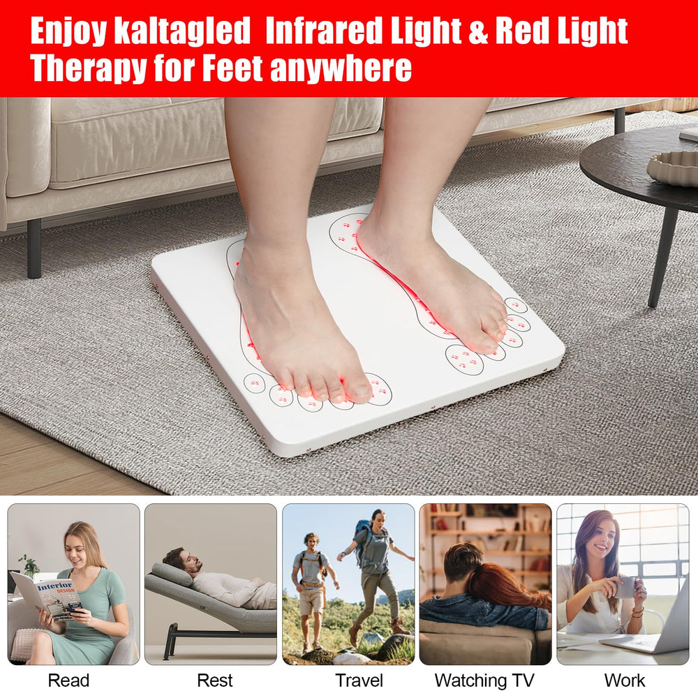 Kaltagled foot therapy panel side view showing slim profile for office use.