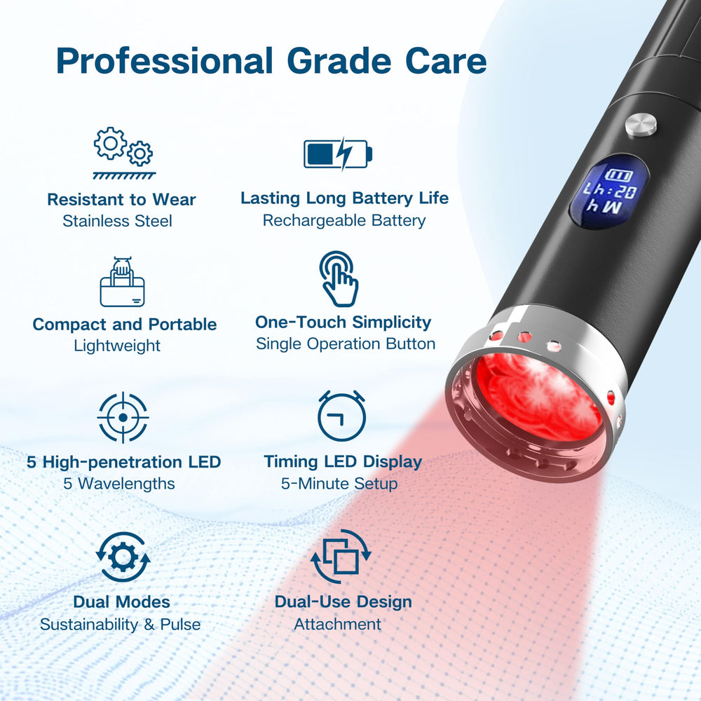 Kaltagled red light therapy device LCD display for clear intensity and timer control.