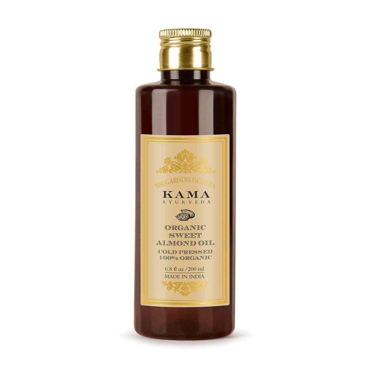 Kama Ayurveda Sweet Almond Oil 200ml bottle for skin hydration.