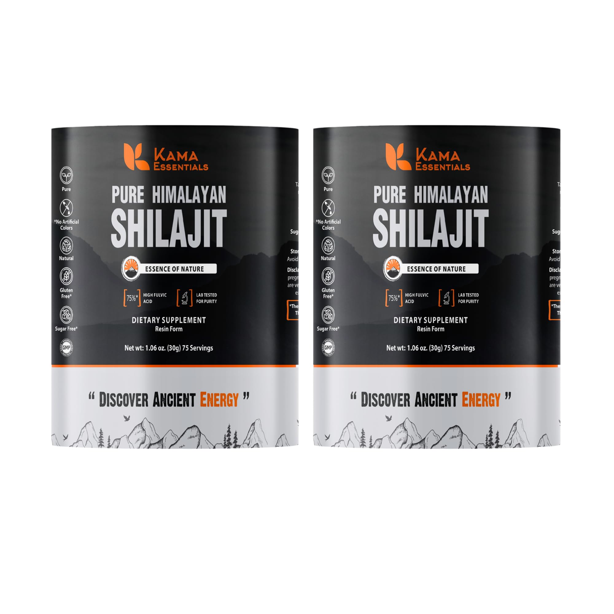 Kama Essentials Shilajit resin jar closeup showcasing authentic Himalayan resin and premium quality