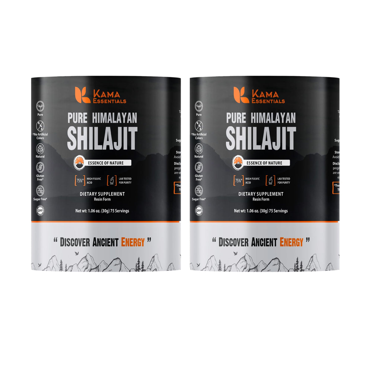 Kama Essentials Shilajit resin jar closeup showcasing authentic Himalayan resin and premium quality