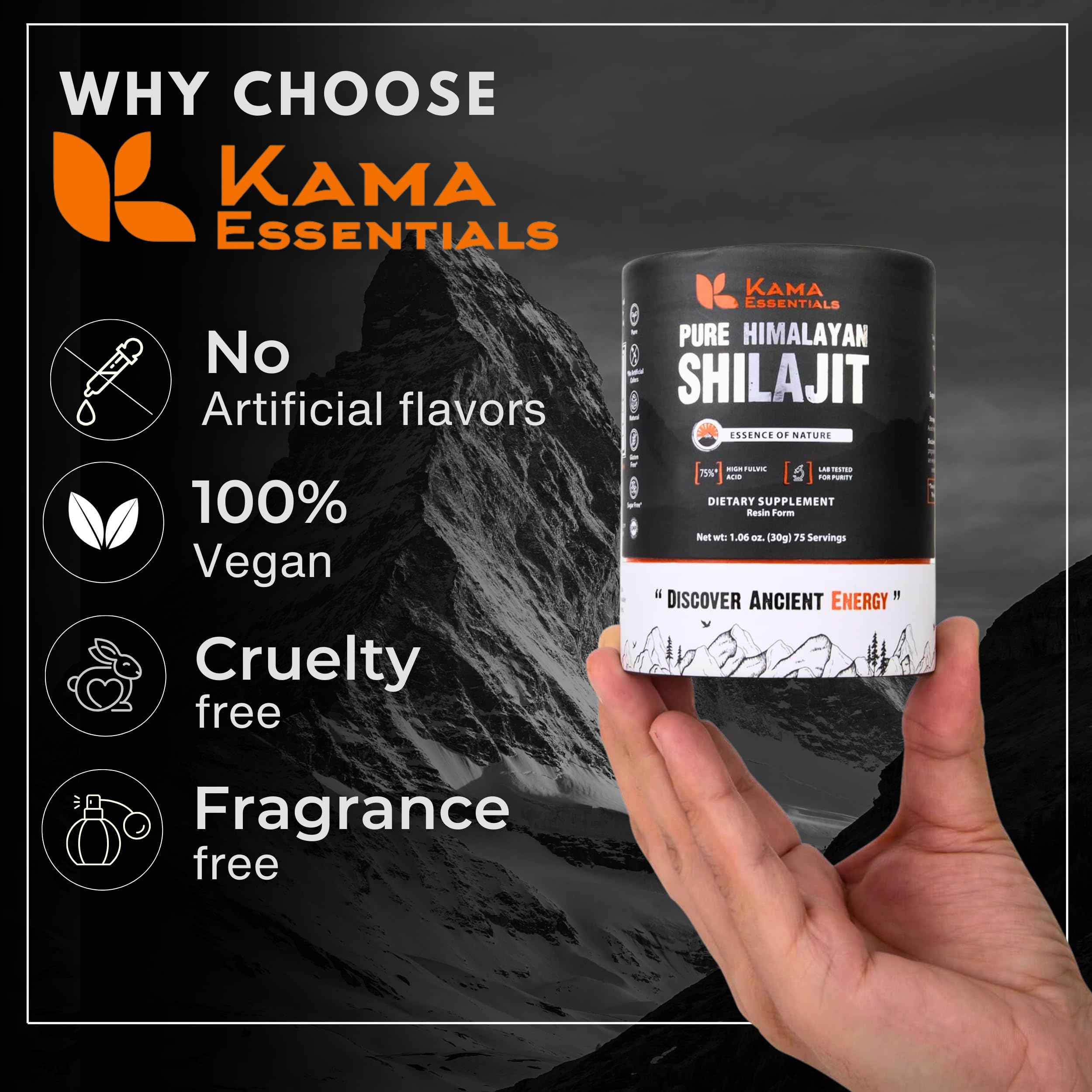 Kama Essentials Shilajit resin dissolving in warm water shows easy daily use