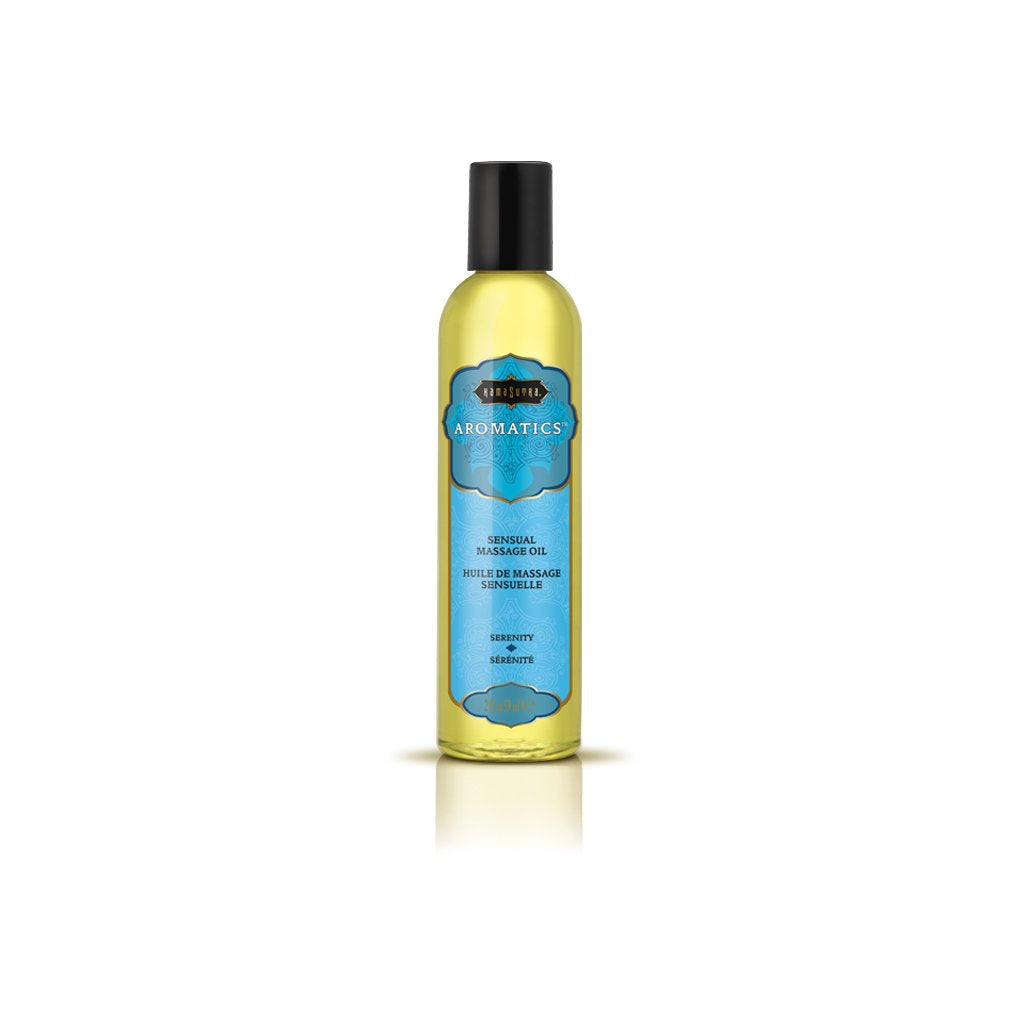 KAMA SUTRA Aromatics Massage Oil Serenity bottle for a relaxing full-body massage.