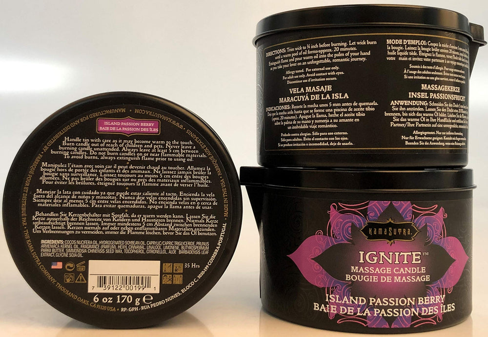 KAMA SUTRA Ignite 6oz candle blends coconut oil and soy for massage oil