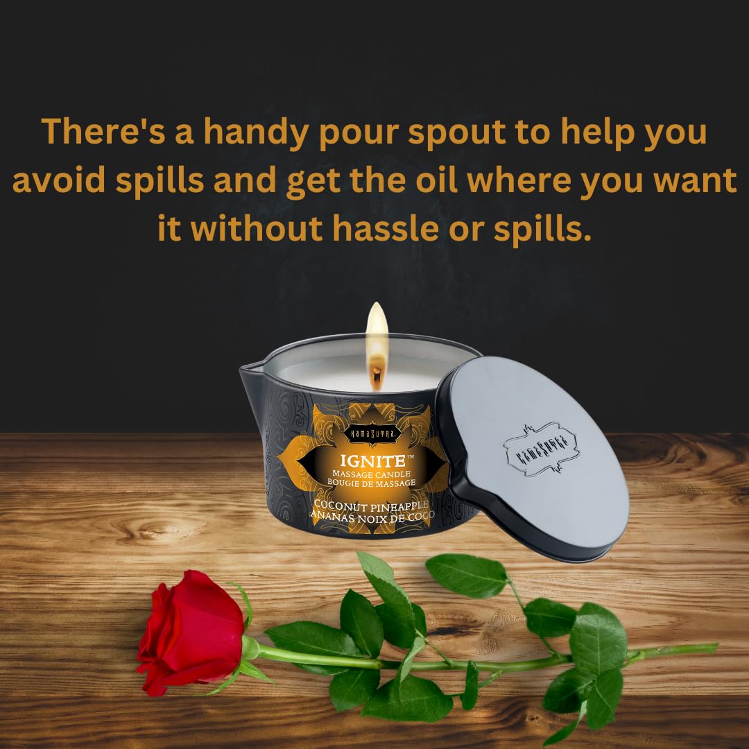 Kama Sutra Ignite coconut-pineapple scent creates a romantic ambiance.