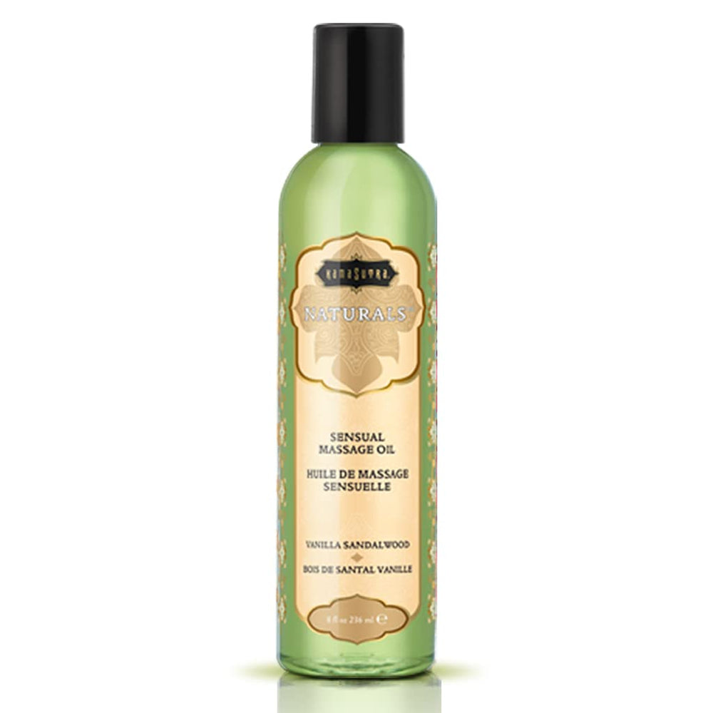 KAMA SUTRA Naturals Vanilla Sandalwood massage oil bottle for soothing, non-greasy skin care