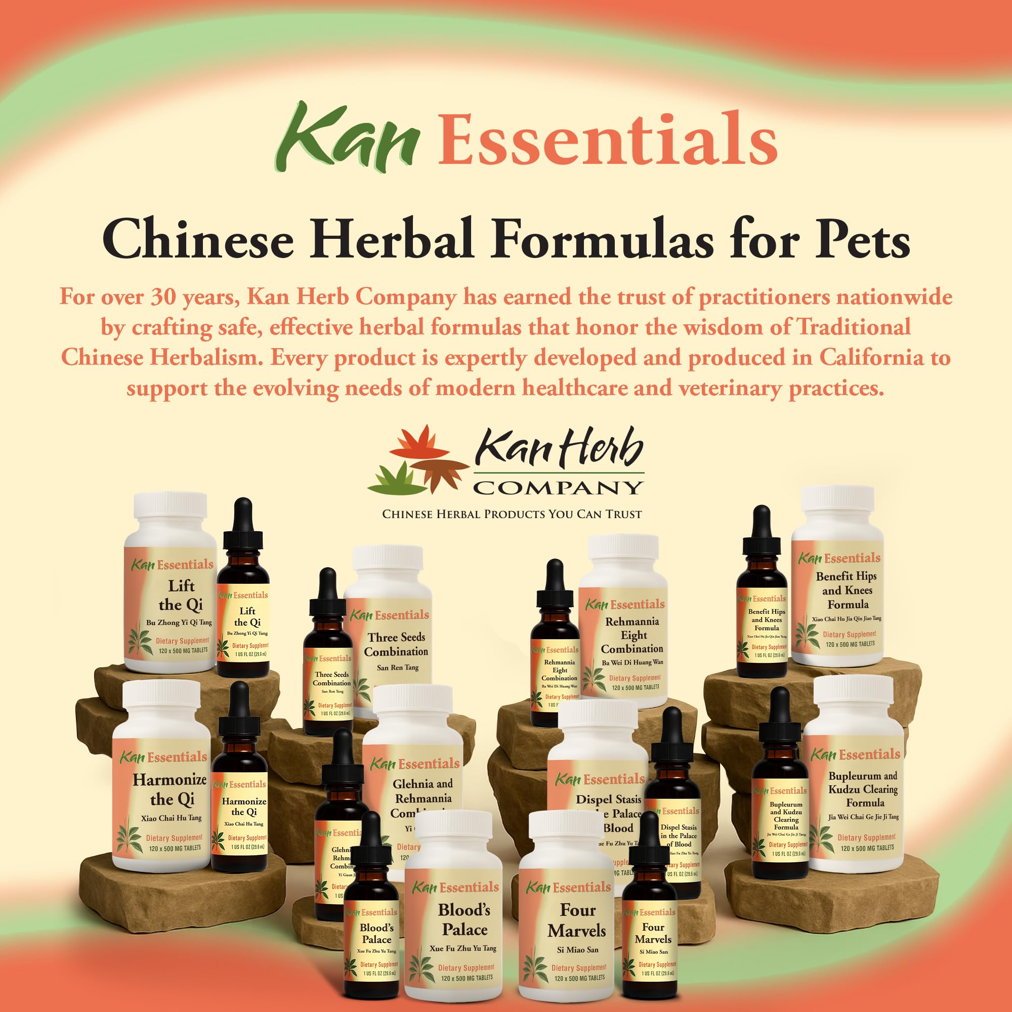 Kan Herb Four Marvels California-made label highlighting quality and traditional herbal blend.