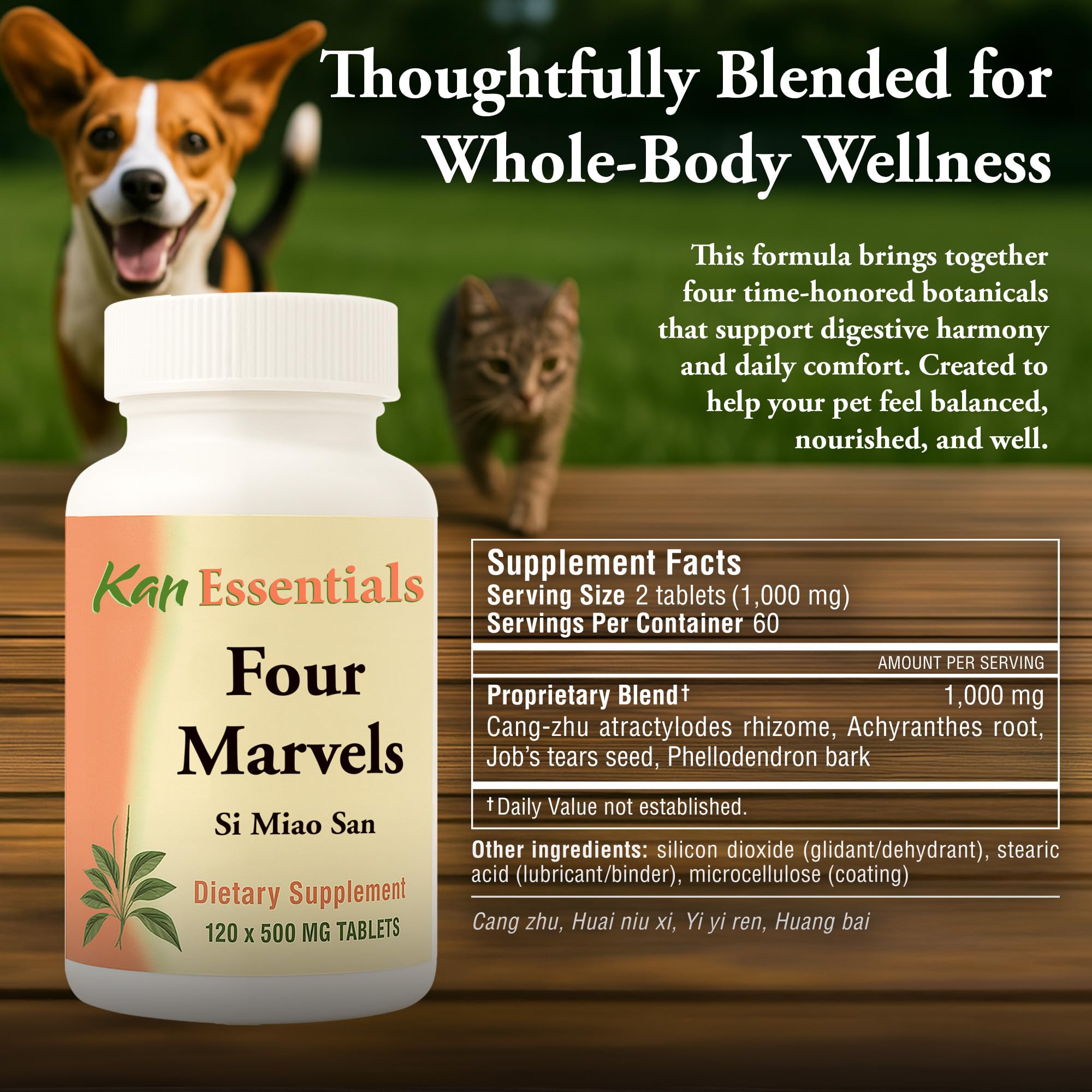 Kan Herb Four Marvels packaging close-up emphasizing California made quality and herbal care.