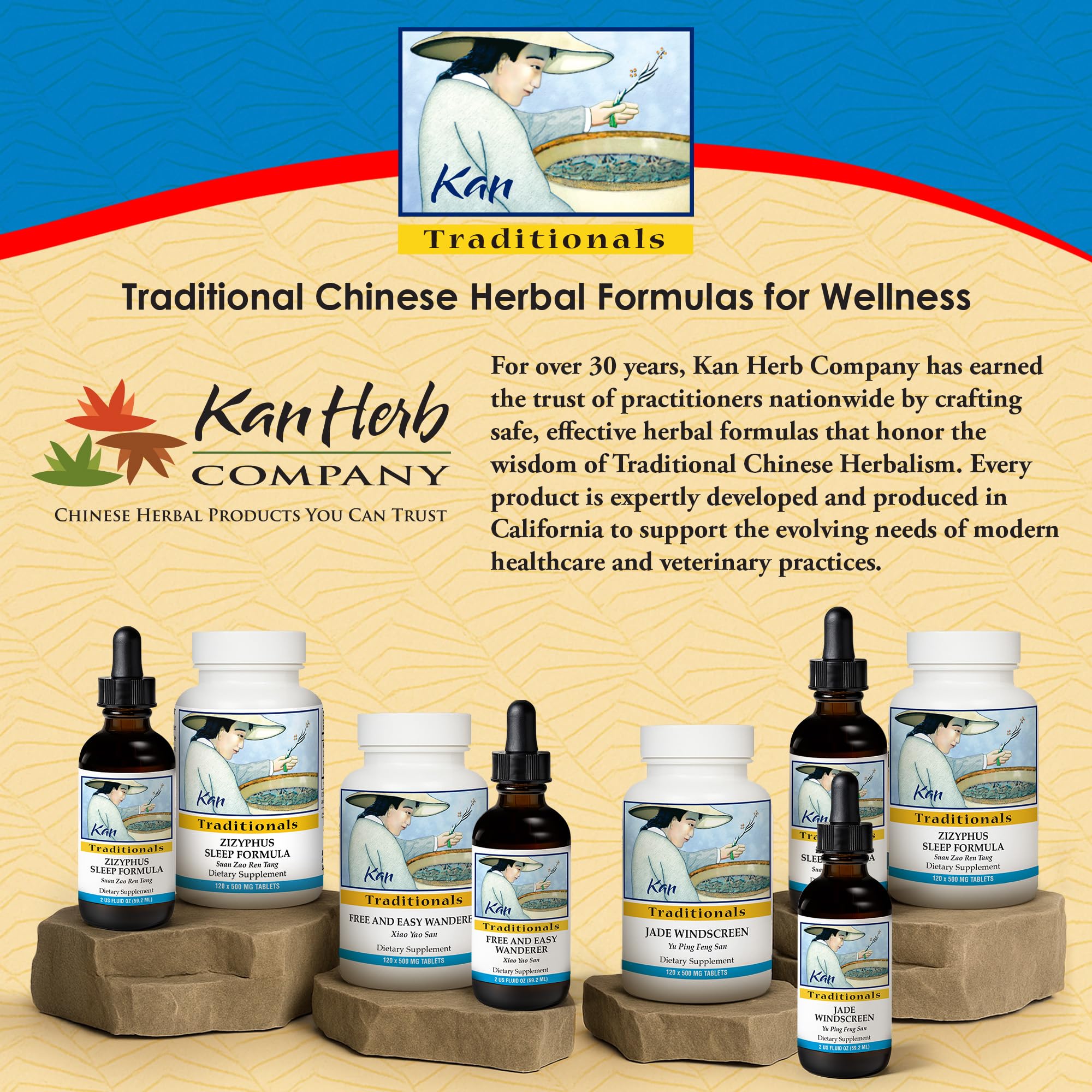Kan Herbs Zizyphus Sleep Formula bedside bottle supports convenient evening routine.