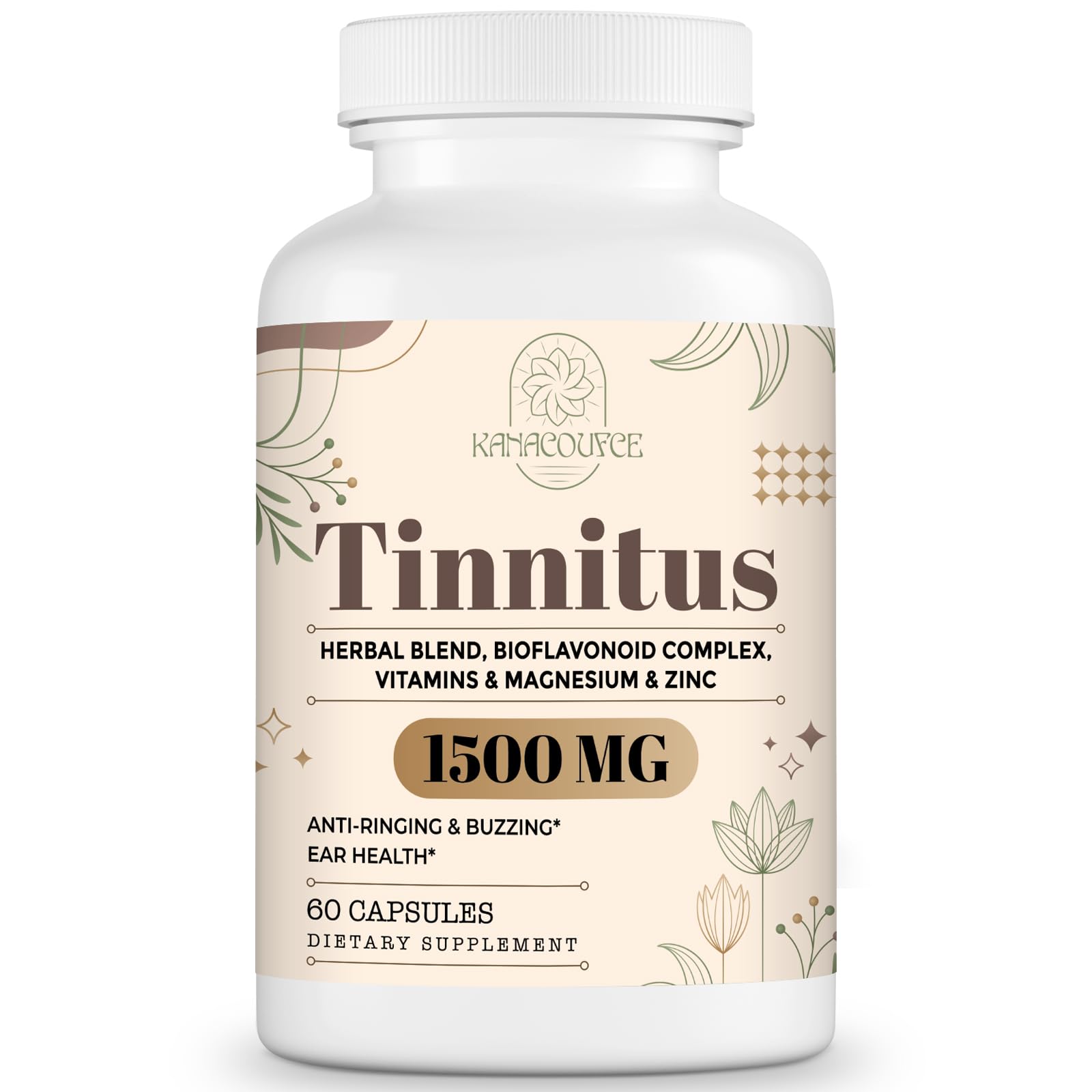 Kanacoufce 1500mg tinnitus bottle demonstrates easy, daily dosing for ongoing use.