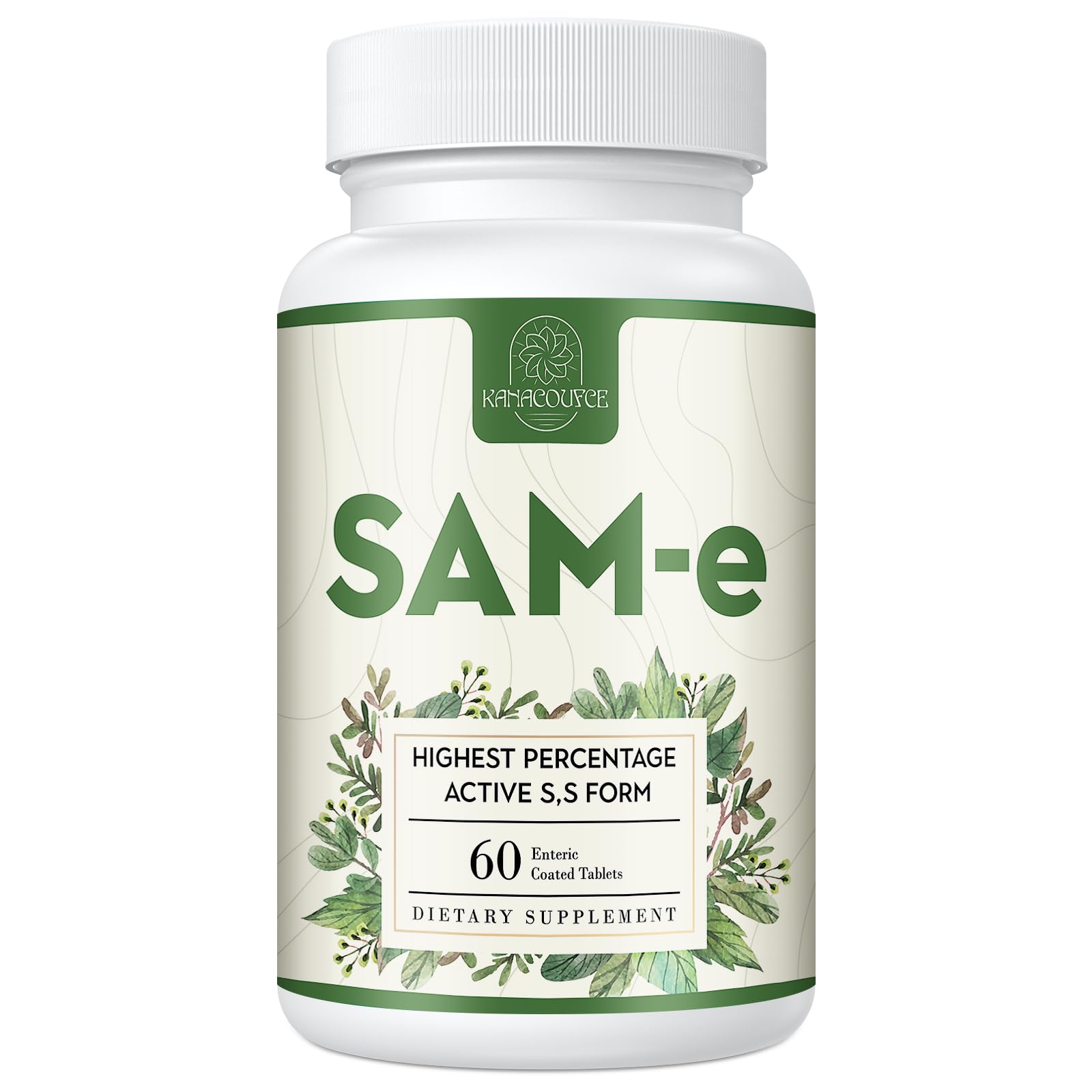 Kanacoufce SAM-e 1100mg tablet close-up highlighting mood support potential.