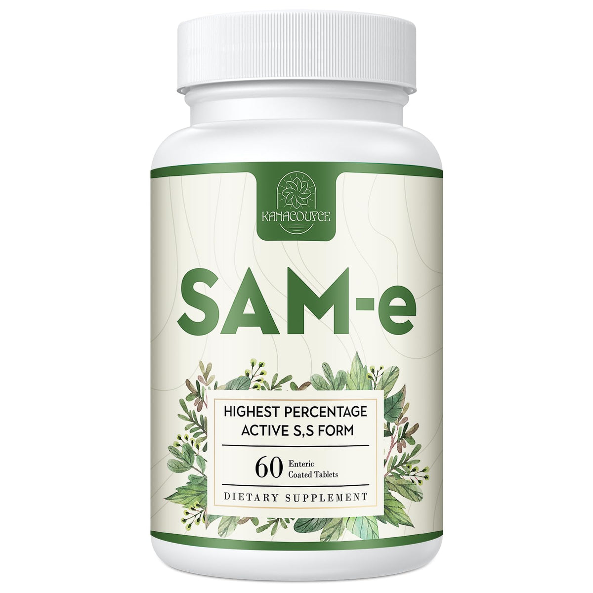 Kanacoufce SAM-e 1100mg tablet close-up highlighting mood support potential.