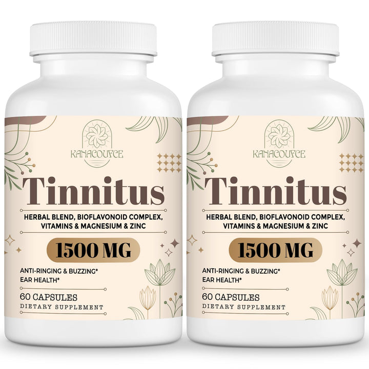 Kanacoufce tinnitus 1500mg bottle shows daily dosage and quality.