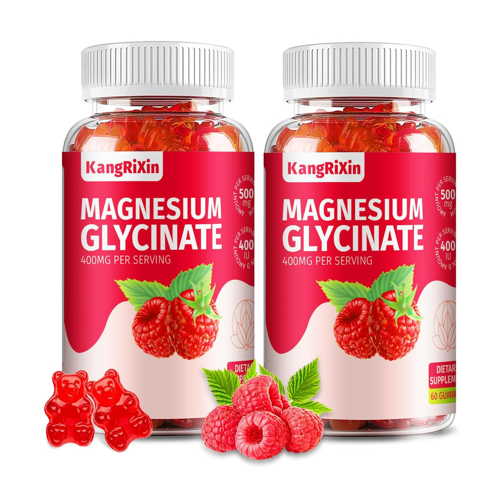 KangRiXin magnesium glycinate gummies bottle with raspberry flavor may support daily relaxation.