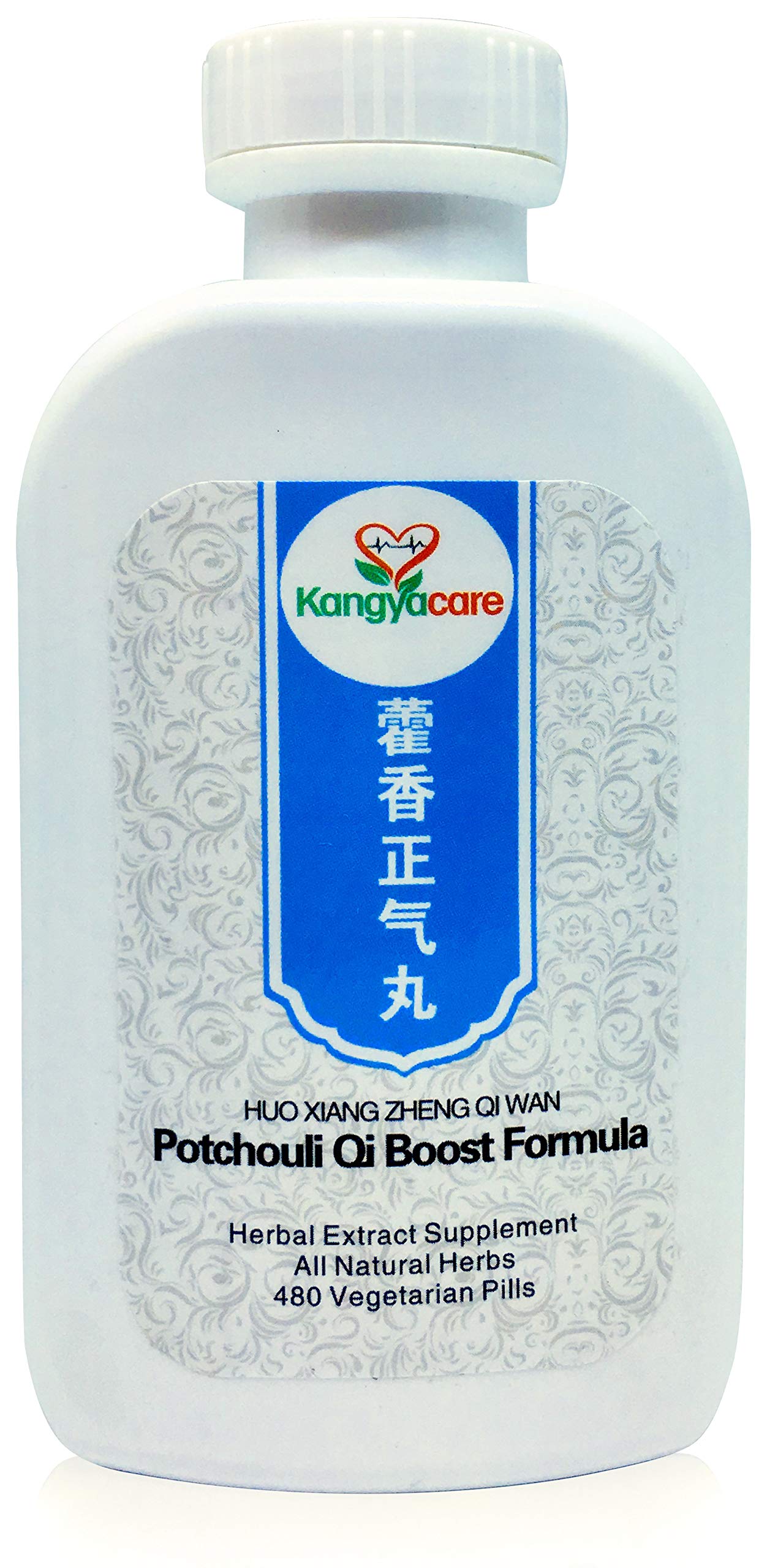 Kangyacare Huo Xiang Zheng Qi Wan bottle front view showing all-natural digestive support.