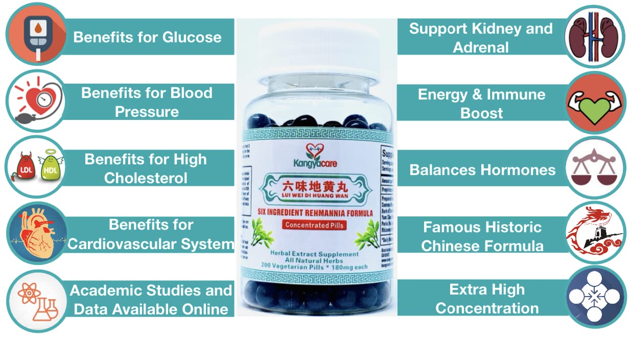 Kangyacare Liu Wei Di Huang Wan box back label with ingredients and dosage
