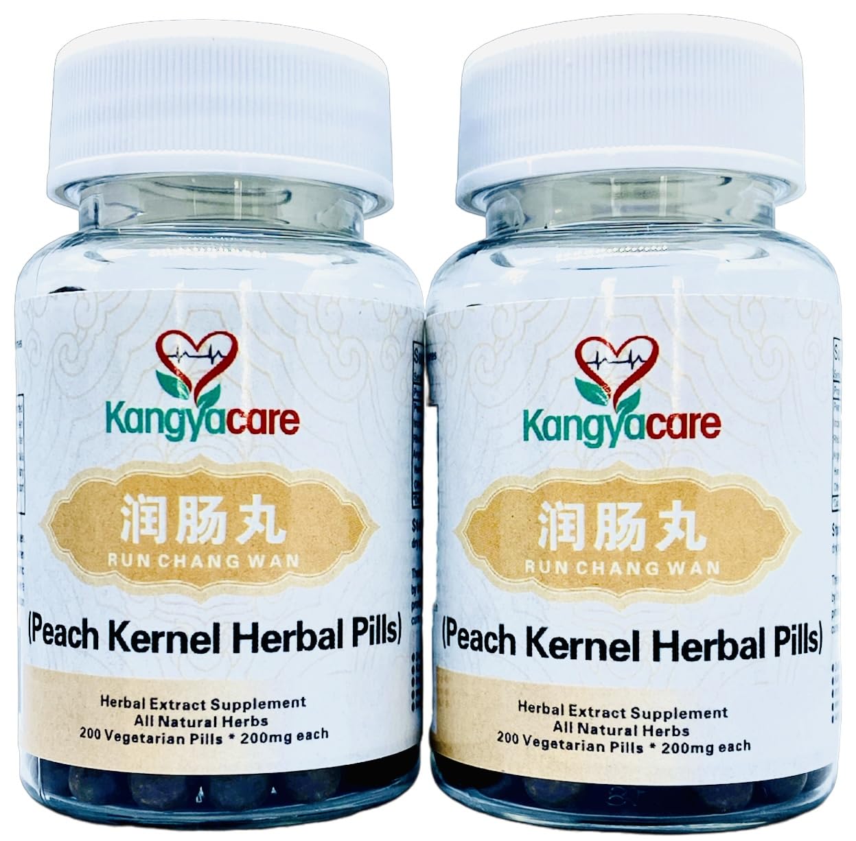 Kangyacare Run Chang Wan bottle showcases peach kernel herbal formula for daily digestive support.