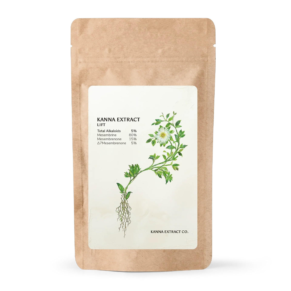 Kanna Lift powder jar with dual-ended spoon for precise 25 mg servings.