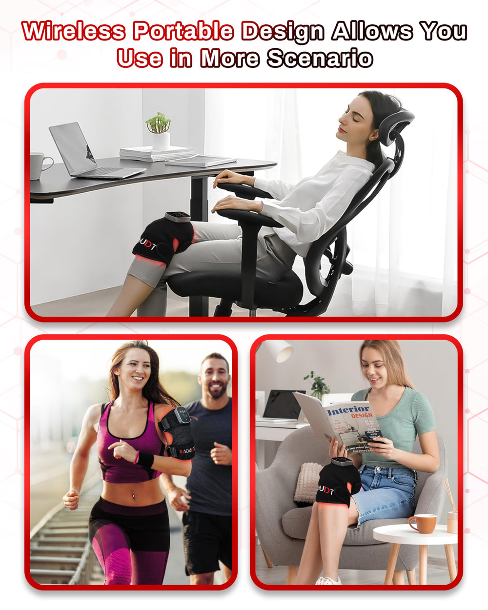 Auto shut-off feature on Kaoudt knee massager for safe operation